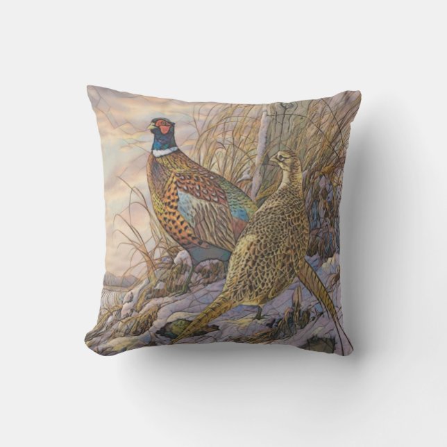Pheasant Tapestry Poster Triptych Button Keychain Cushion (Front)