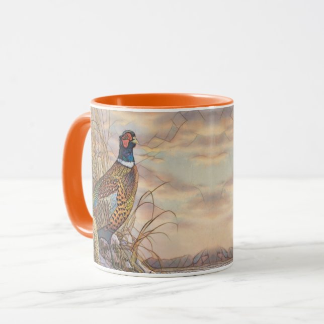 Pheasant Tapestry Poster Triptych Button Keychain  Mug (Front Left)