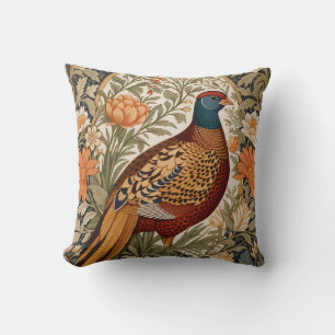 Pheasant Vintage Floral William Morris Inspired  Cushion