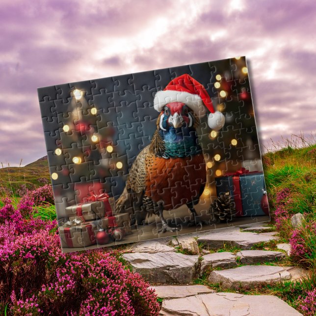 Pheasant wearing santa hat jigsaw puzzle (Creator Uploaded)