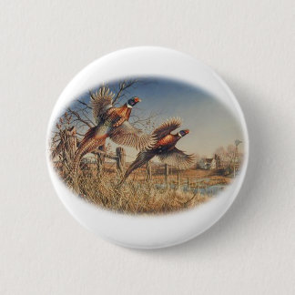 Pheasants Aloft - Great Hunting on the farm 6 Cm Round Badge