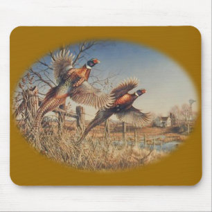 Pheasants Aloft - Great Hunting on the farm Mouse Pad