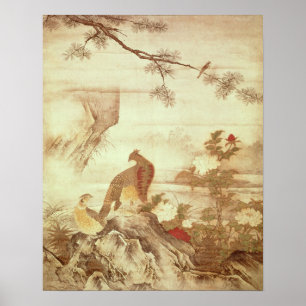 Pheasants and peonies, from a series of scrolls poster