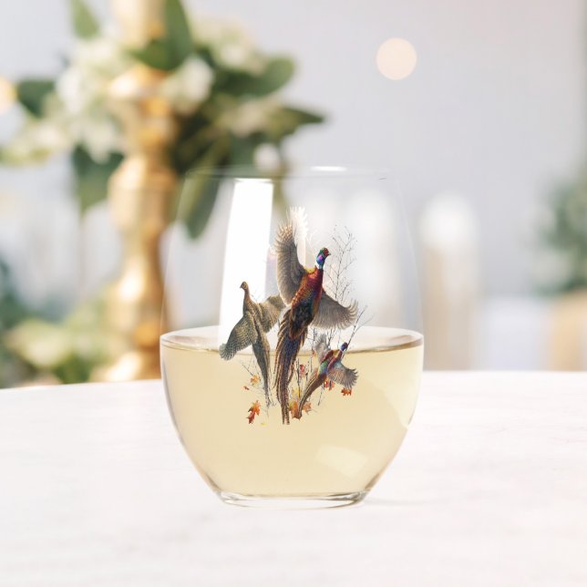Pheasants Forever Stemless Wine Glass (Insitu (Wedding))