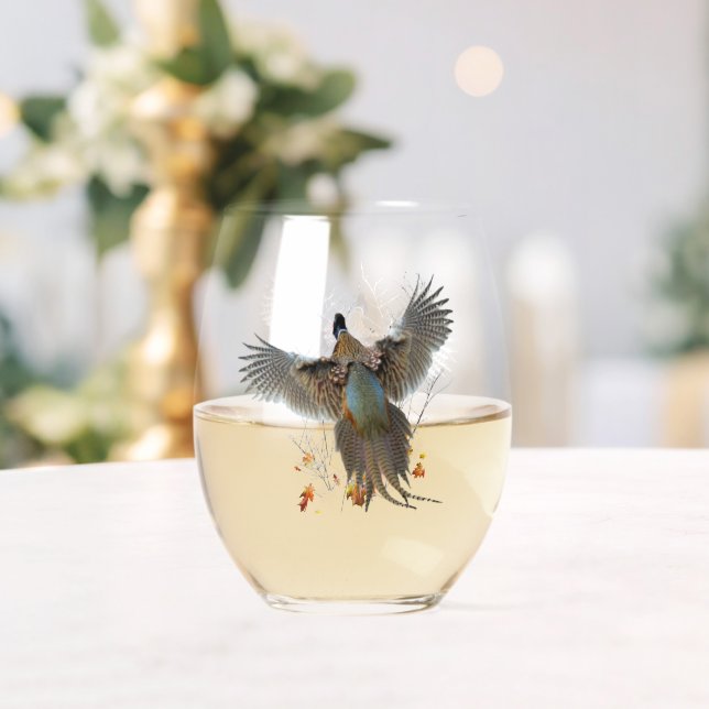 Pheasants Forever Stemless Wine Glass (Insitu (Wedding))