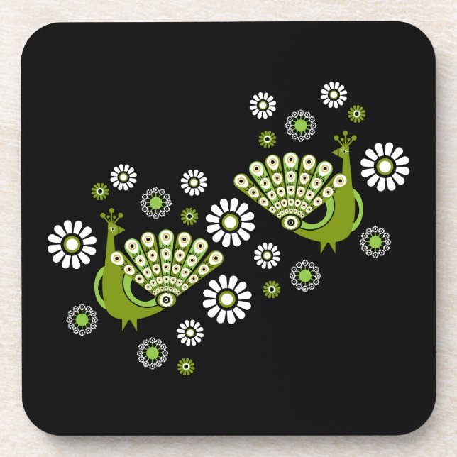  Pheasants Peacock Art Coaster (Front)