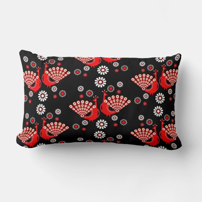  Pheasants Peacock Art Lumbar Cushion (Front)