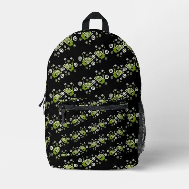  Pheasants Peacock Art Printed Backpack (Front)