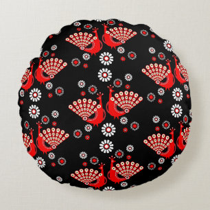 Pheasants Peacock Art Round Cushion