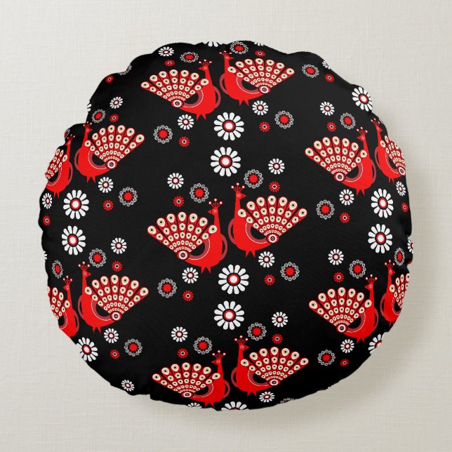 Pheasants Peacock Art Round Cushion (Front)