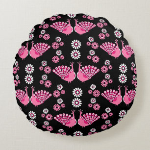 Pheasants Peacock Art Round Cushion