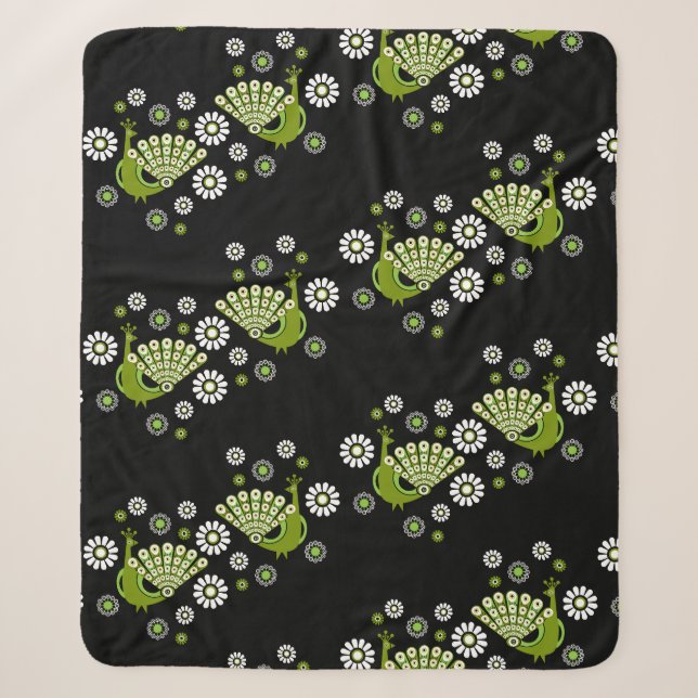  Pheasants Peacock Art Sherpa Blanket (Front)