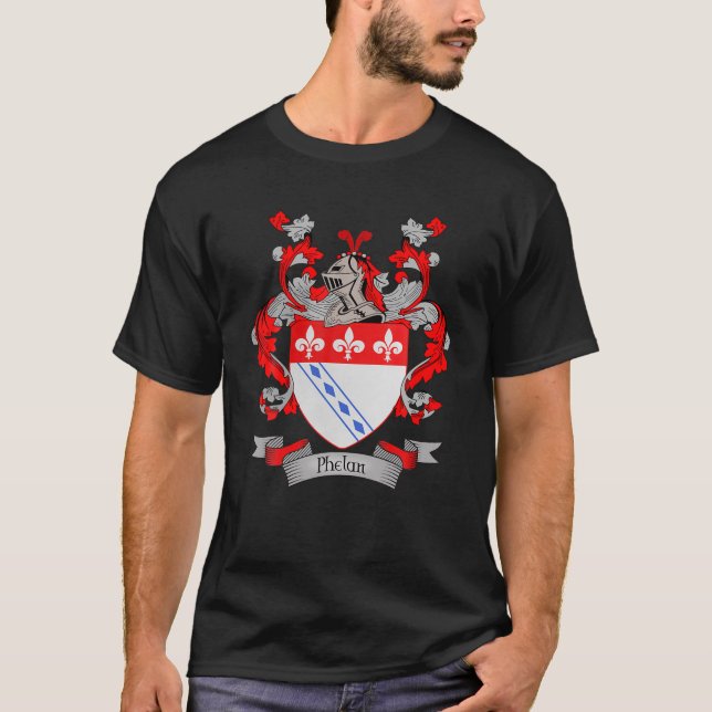 Phelan Coat Of Arms | Phelan Surname Family Crest T-Shirt (Front)
