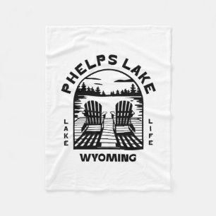 Phelps Lake Wyoming Outdoors Vintage Fleece Blanket