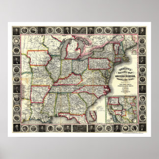 Phelps United States Map 1852 Poster