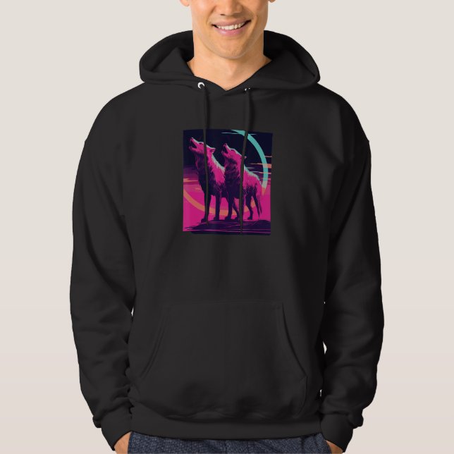 Phenomenal Howling Wolves Wolf Pack Retro Awesomen Hoodie (Front)