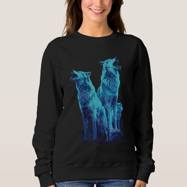 Phenomenal Howling Wolves Wolf Pack Retro Awesomen Sweatshirt (Front)