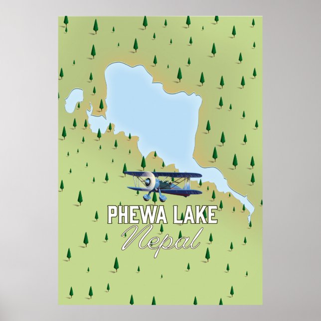 Phewa Lake Nepal travel map Poster (Front)