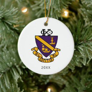 Phi Chi Theta   Colour Crest Ceramic Tree Decoration
