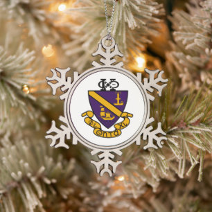 Phi Chi Theta   Colour Crest Snowflake Pewter Christmas Ornament