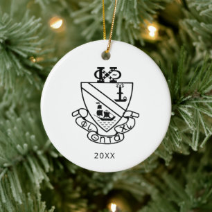 Phi Chi Theta Crest B&W Ceramic Tree Decoration