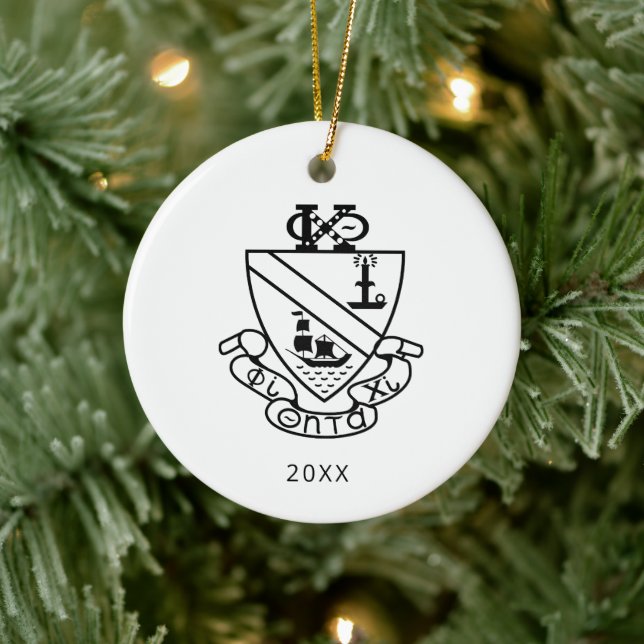 Phi Chi Theta Crest | B&W Ceramic Tree Decoration (Tree)
