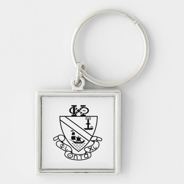 Phi Chi Theta Crest | B&W Key Ring (Front)