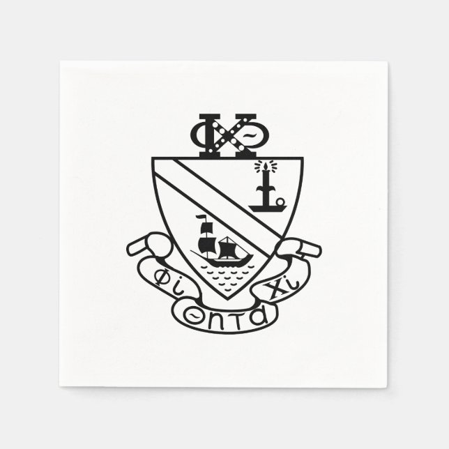 Phi Chi Theta Crest | B&W Napkin (Front)