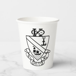Phi Chi Theta Crest B&W Paper Cups