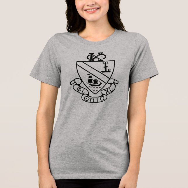 Phi Chi Theta Crest | B&W Tri-Blend Shirt (Front)