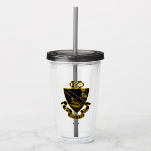 Phi Chi Theta Crest Gold and Black Acrylic Tumbler