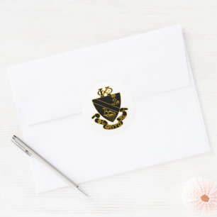 Phi Chi Theta Crest Gold and Black Classic Round Sticker