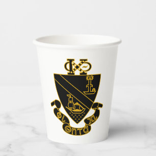 Phi Chi Theta Crest Gold and Black Paper Cups