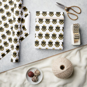 Phi Chi Theta Crest Gold and Black Wrapping Paper