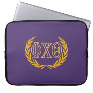 Phi Chi Theta Greek with Wreath Laptop Sleeve
