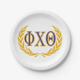 Phi Chi Theta Greek with Wreath Paper Plate