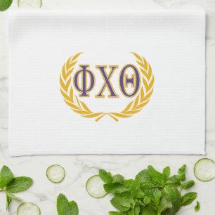 Phi Chi Theta Greek with Wreath Tea Towel