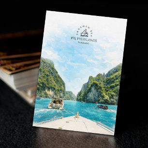 Phi Phi Islands, Thailand   Watercolor Souvenir  Postcard