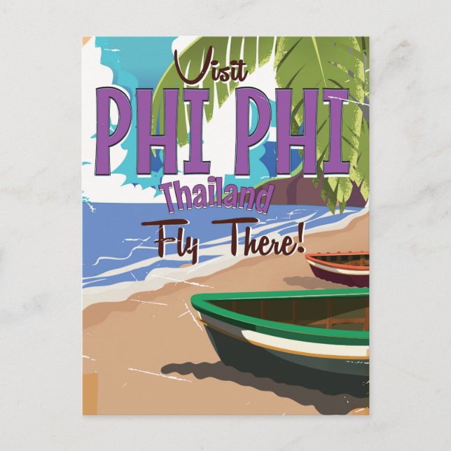 Phi Phi thailand vintage travel poster Postcard (Front)
