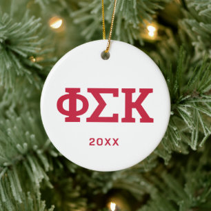 Phi Sigma Kappa Letters Ceramic Tree Decoration