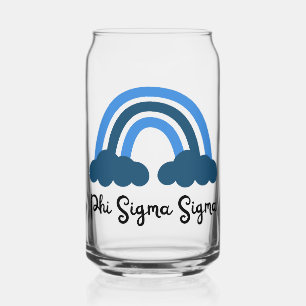 Phi Sigma Sigma Blue Monochrome Rainbow Can Glass