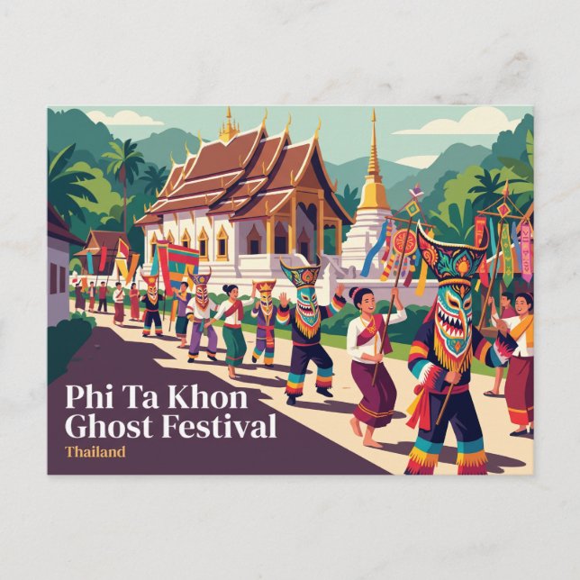Phi Ta Khon Ghost Festival, Dan Sai Thailand Postcard (Front)