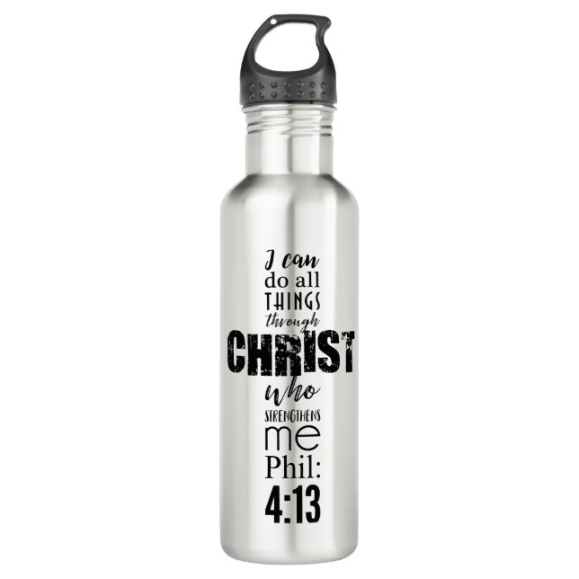 Phil 4:13 cross bk 710 ml water bottle (Front)