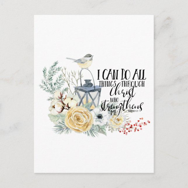 Phil 4:13 I Can Do All Things Christmas Postcard (Front)