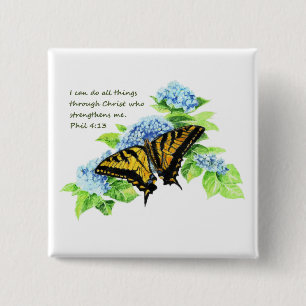 Phil 4:13 Inspirational Bible Scripture Motivation 15 Cm Square Badge