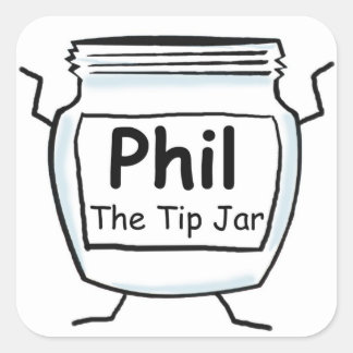 Phil the tip jar - tip jar sticker
