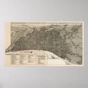 Philadelphia birdseye map - 1887 (McFetridge) Big Poster