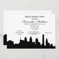 Philadelphia Black Skyline Silhouette Sweet 16