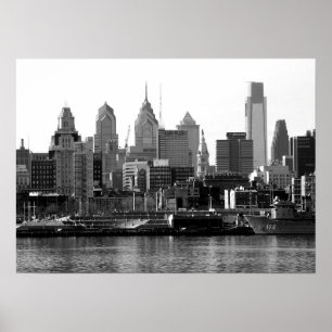 Philadelphia Black & White Skyline Print