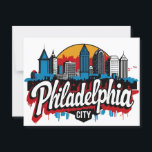 Philadelphia City Pennsylvania USA retro skyline Postcard<br><div class="desc">Celebrate the iconic skyline of Philadelphia with this bold and modern cityscape design! Featuring the famous skyscrapers of Philly with stylish typography and a sleek circular frame, this graphic is perfect for locals, tourists, and anyone who loves the City of Brotherly Love. Ideal for apparel, mugs, posters, stickers, and home...</div>